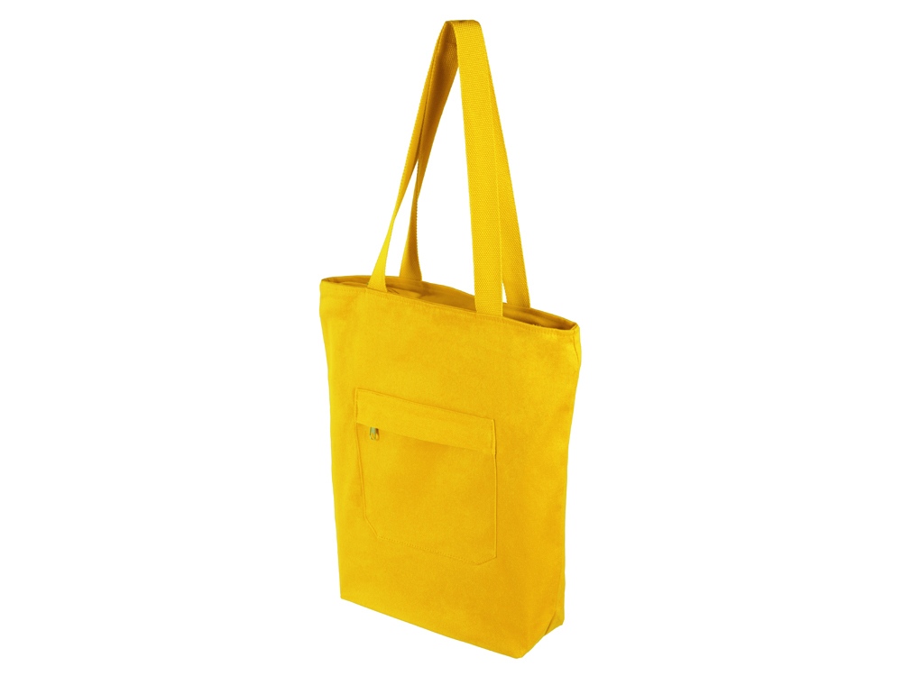 Сумка на молнии Zipper из хлопка 280 г c карманом на молнии спереди, желтый