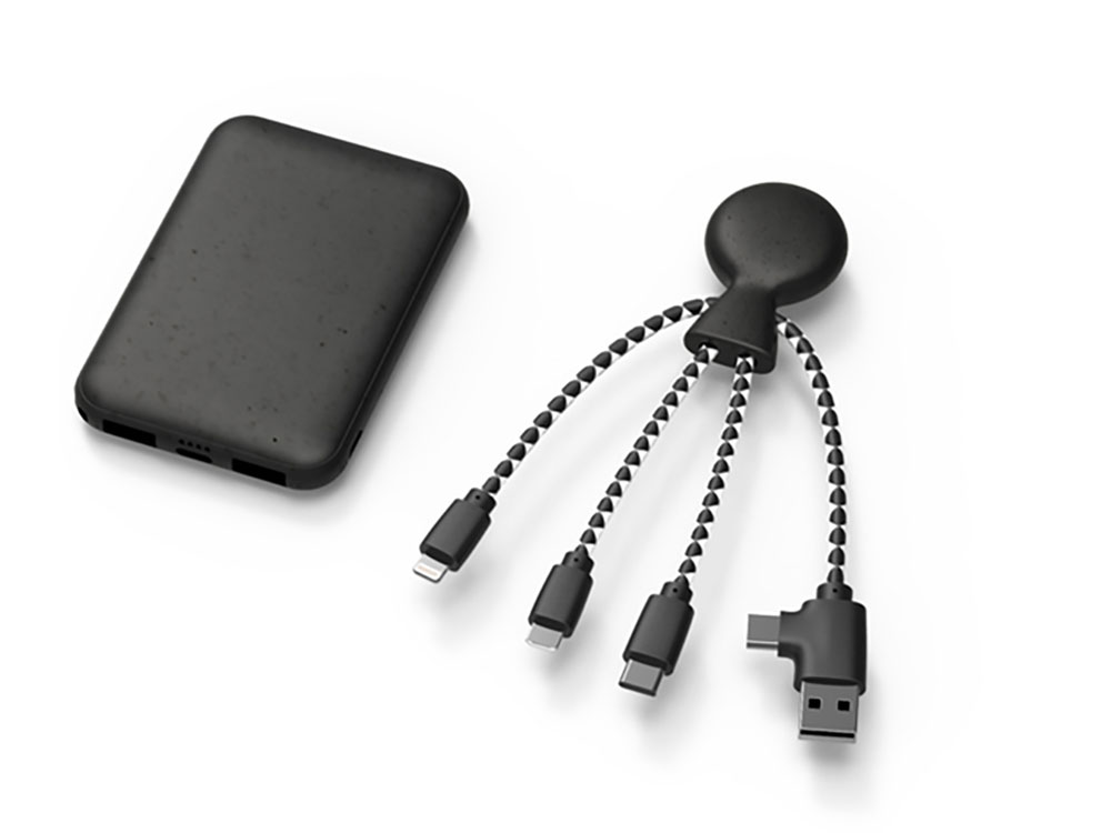 Портативное зарядное устройство BioPack c кабелем Mr. Bio, 5000 mAh, черный Портативное зарядное устройство BioPack c кабелем Mr. Bio, 5000 mAh, черный