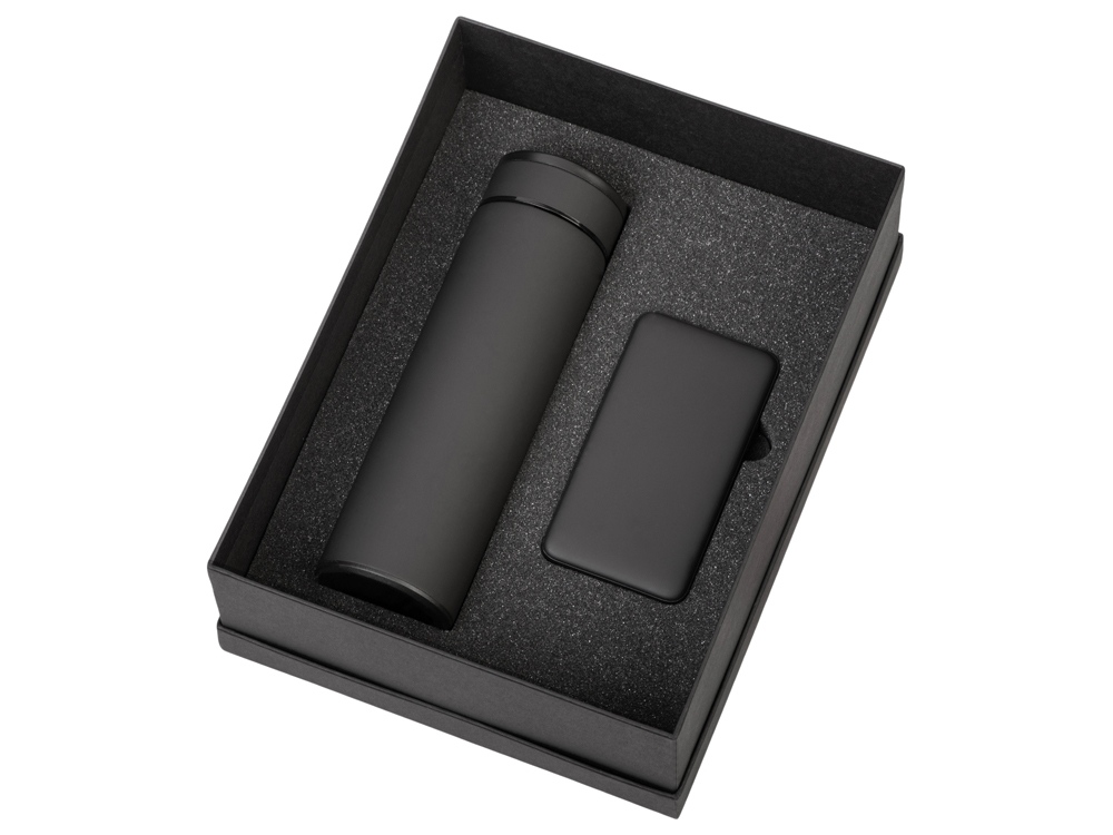 Подарочный набор с термосом и повербанком С2, черный