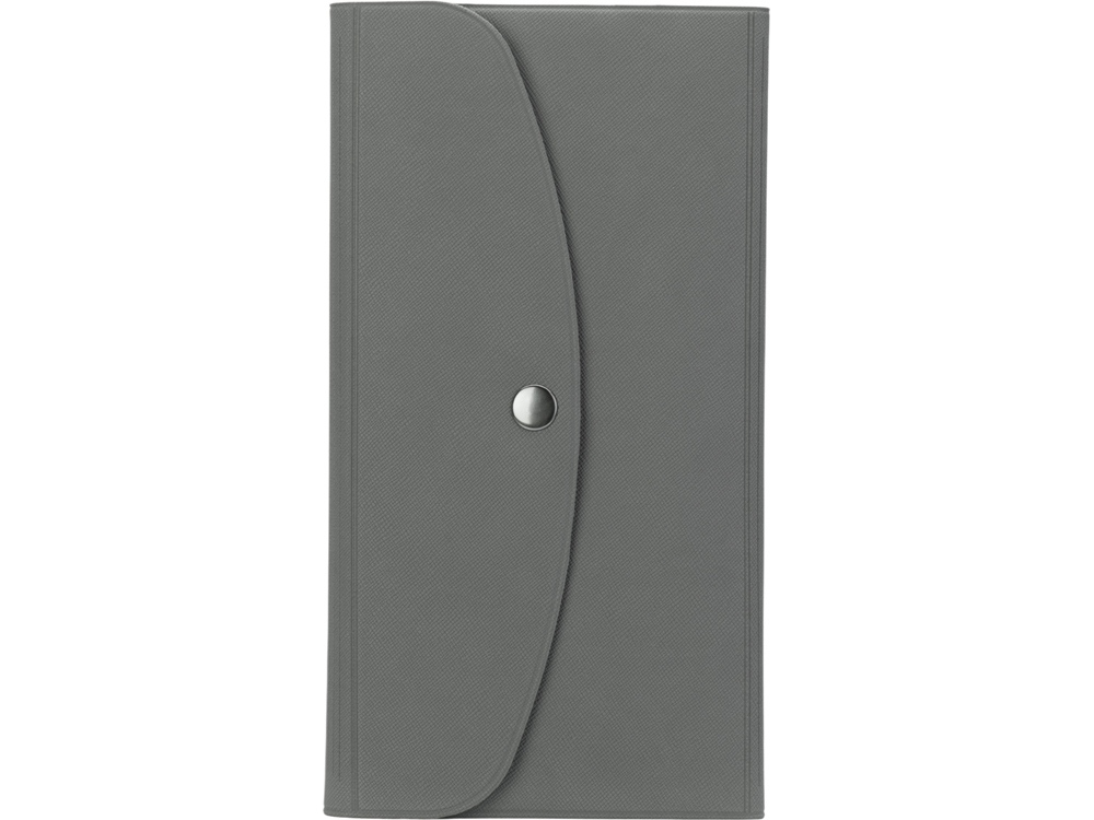 Органайзер для документов на кнопке с отделением для купюр и ручки, упаковка в индивидуальный пакет, серый