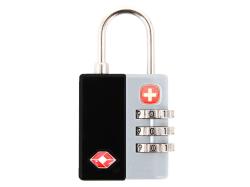 Замок кодовый TSA SWISSGEAR, цинковый сплав и AБС-пластик, 3 x 1,3 x 6,5 см, черный