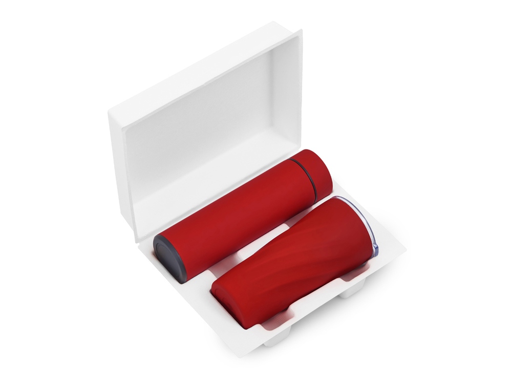 Подарочный набор FAMILY с термосом и термокружкой, красный