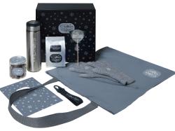 Подарочный набор с перчатками, термосом и чаем, серый