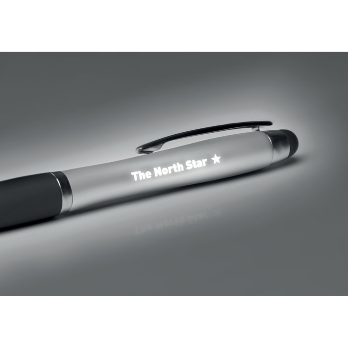 Шариковая ручка с подсветкой, серебристая