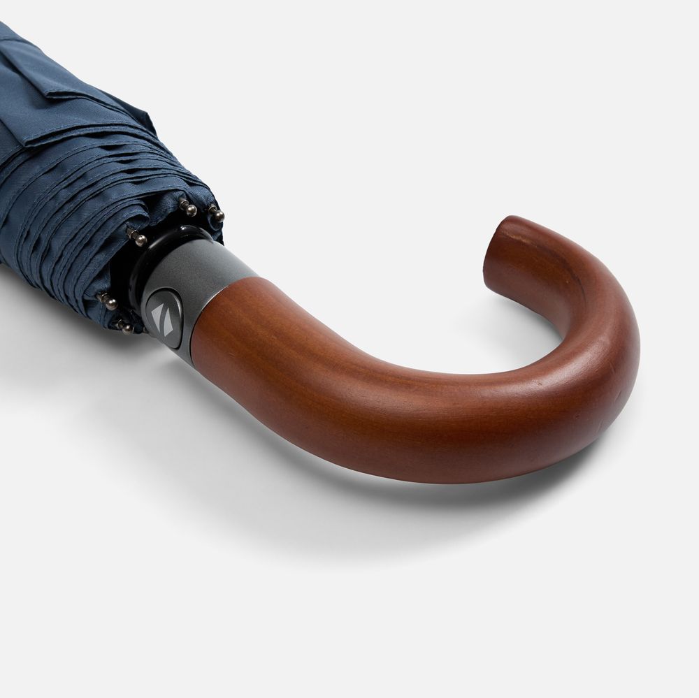 Зонт складной Classic, темно-синий с темной ручкой