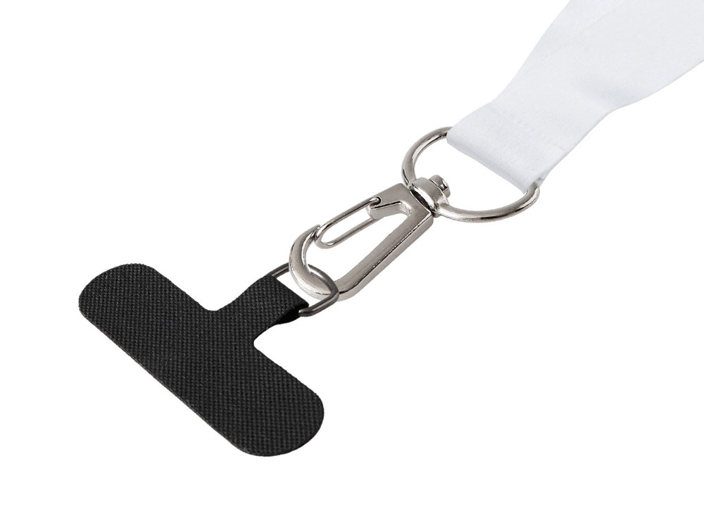 Ланъярд 2 см под сублимацию с трендовым карабином и узким держателем для телефона из ПЭ, серебристый