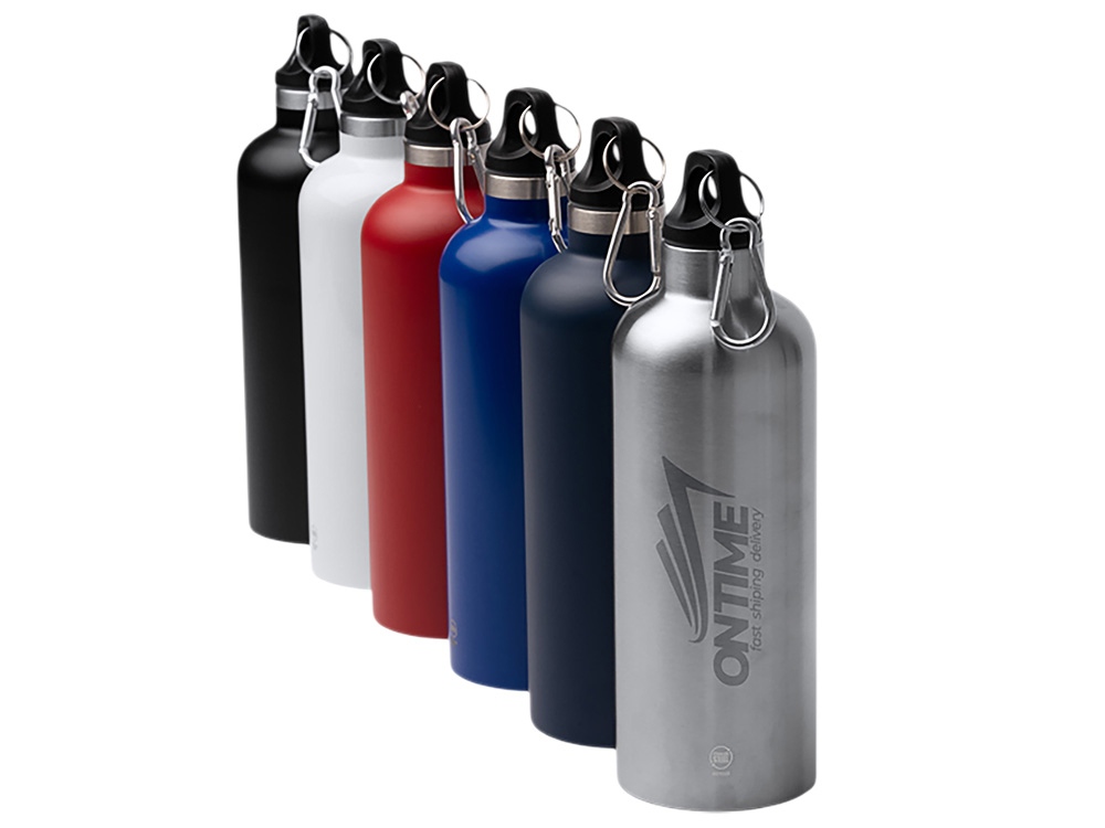 Бутылка LUWAK/ЛЮВАК из переработанной нержавеющей стали с карабином, синий нейви