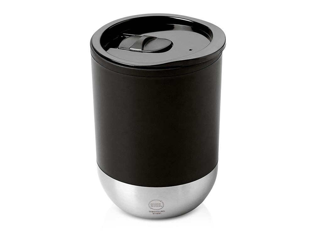 Термокружка LINDE с двойными стенками из переработанного полипропилена, черный