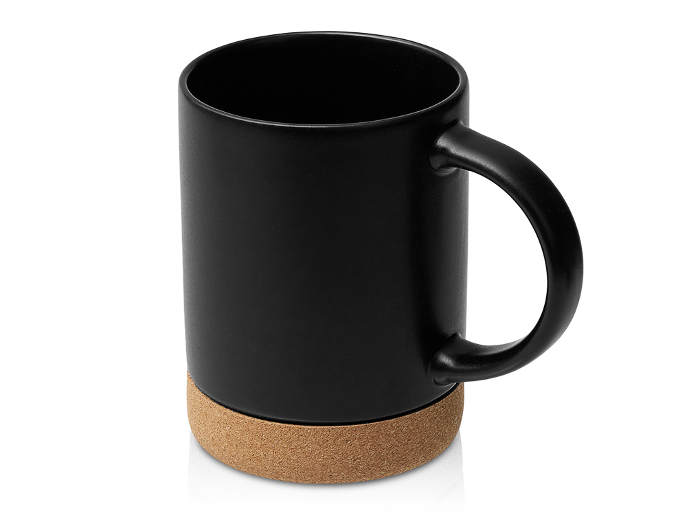 Кружка 450 мл с пробковым дном с крышкой Корк & Бон, черный