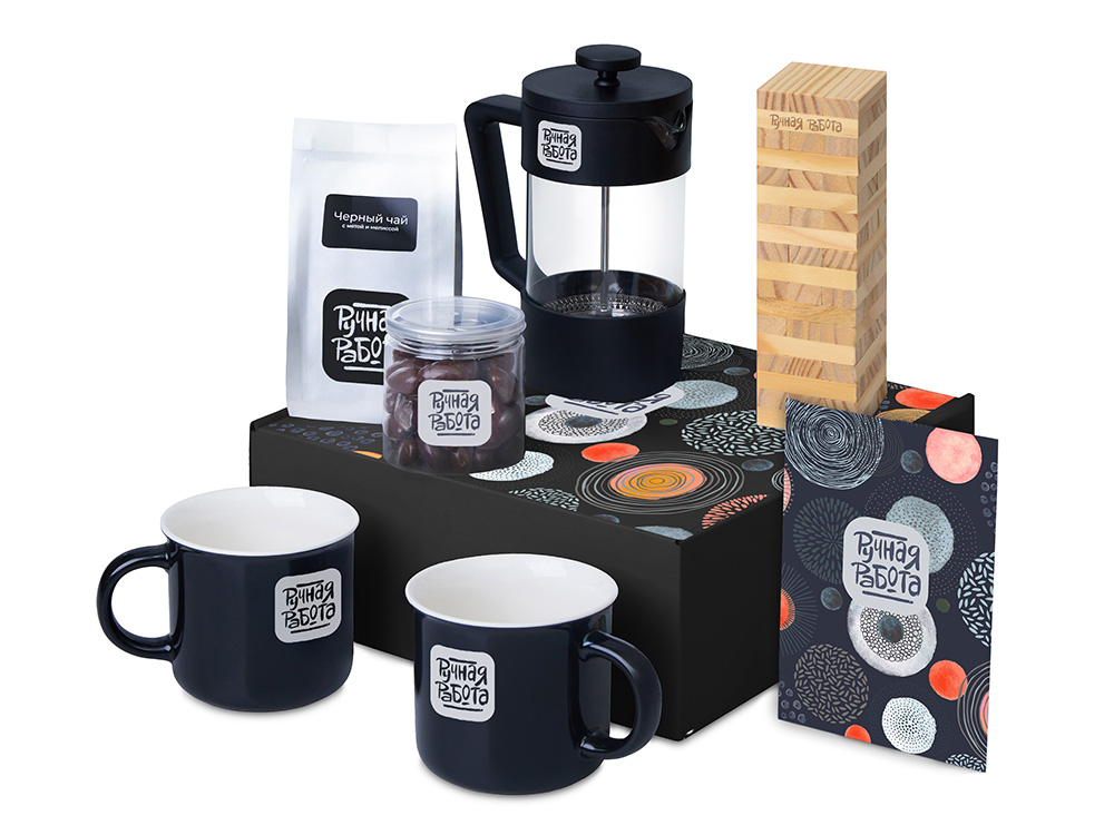 Подарочный набор Re:y. Together с френчпрессом, кружками и дженгой Подарочный набор Re:y. Together с френчпрессом, кружками и дженгой