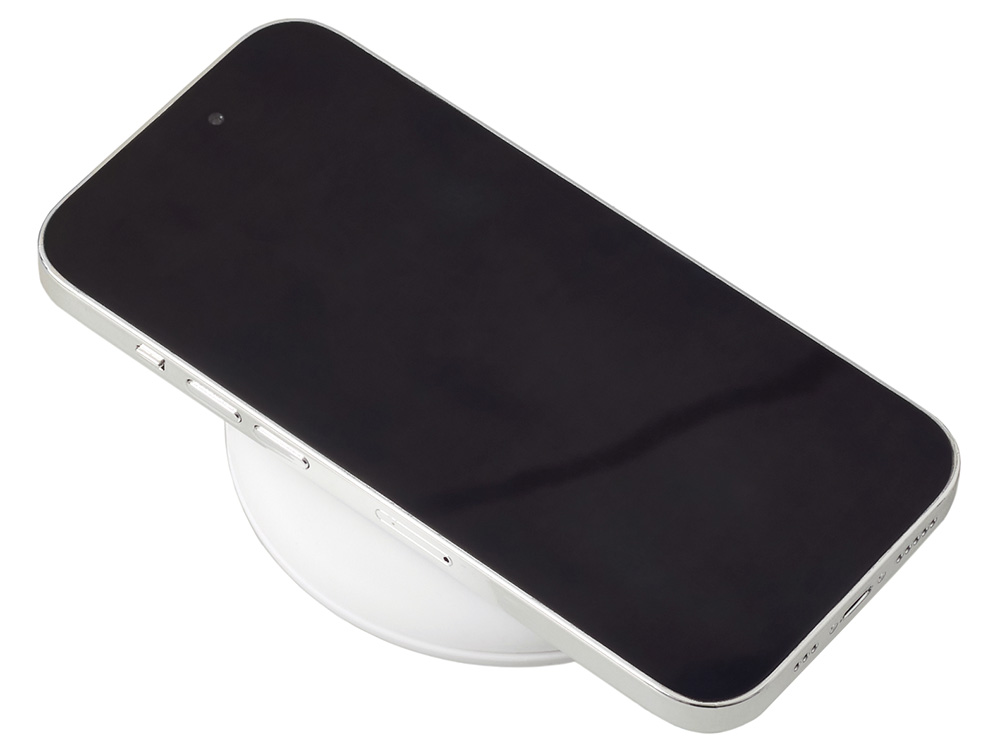 Беспроводное зарядное устройство со встроенным кабелем 2-в-1 Disc, белый