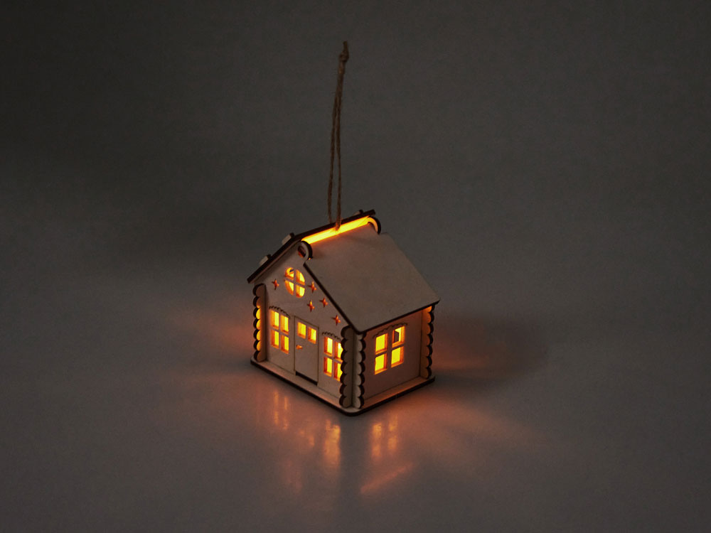 Подвеска с подсветкой домик (с мерцающей свечкой)