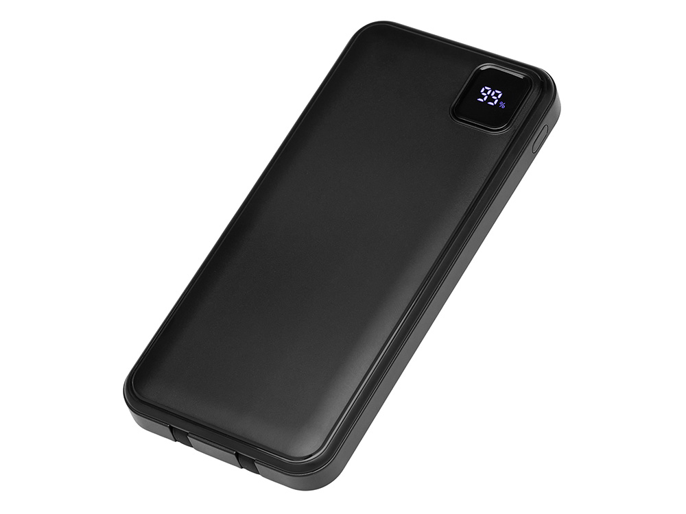 Внешний аккумулятор со встроенными кабелями Фрэйм, 10000мач, черный