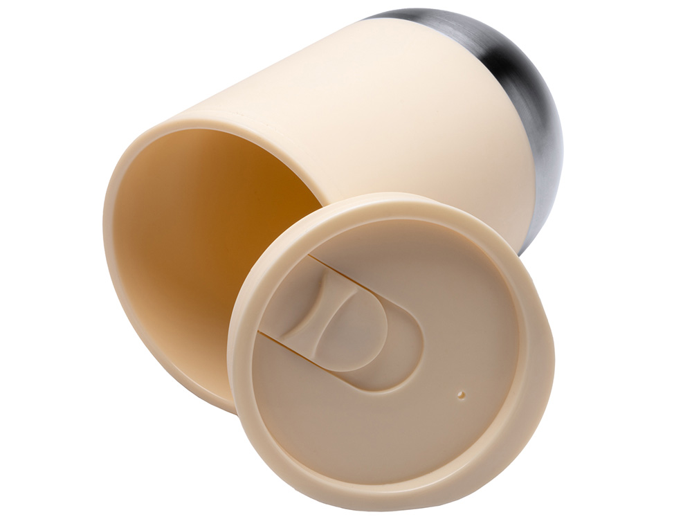 Термокружка LINDE с двойными стенками из переработанного полипропилена, бежевый