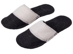 Тапочки белые/серые с отворотом без вышивки