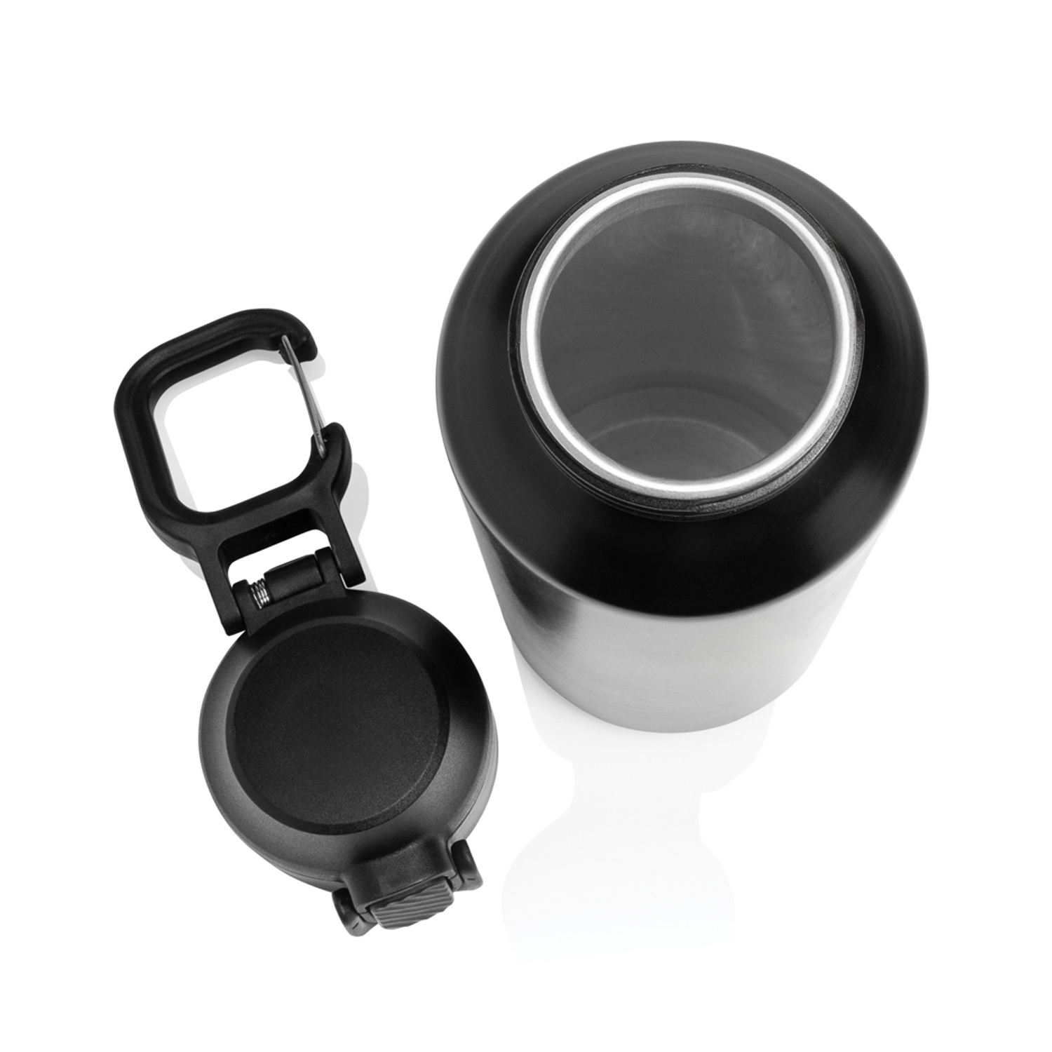 Спортивная бутылка Via из переработанной стали RCS с карабином, 600 мл