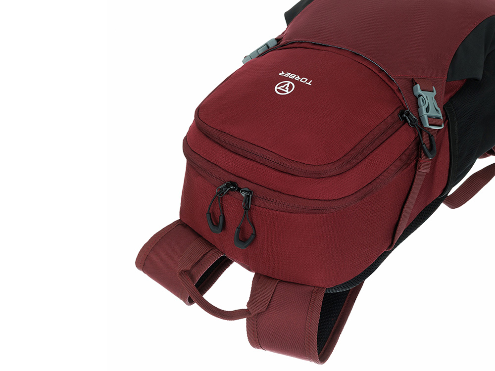 Туристический рюкзак TORBER КЕМПИНГ, бордовый, полиэстер, 26 х 48 х 12 см