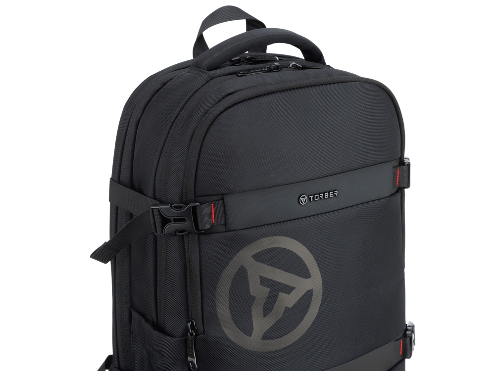 Рюкзак TORBER VOYAGE с отделением для ноутбука 18'', черный, полиэстер 900D, 34х16х47 см, 20 л