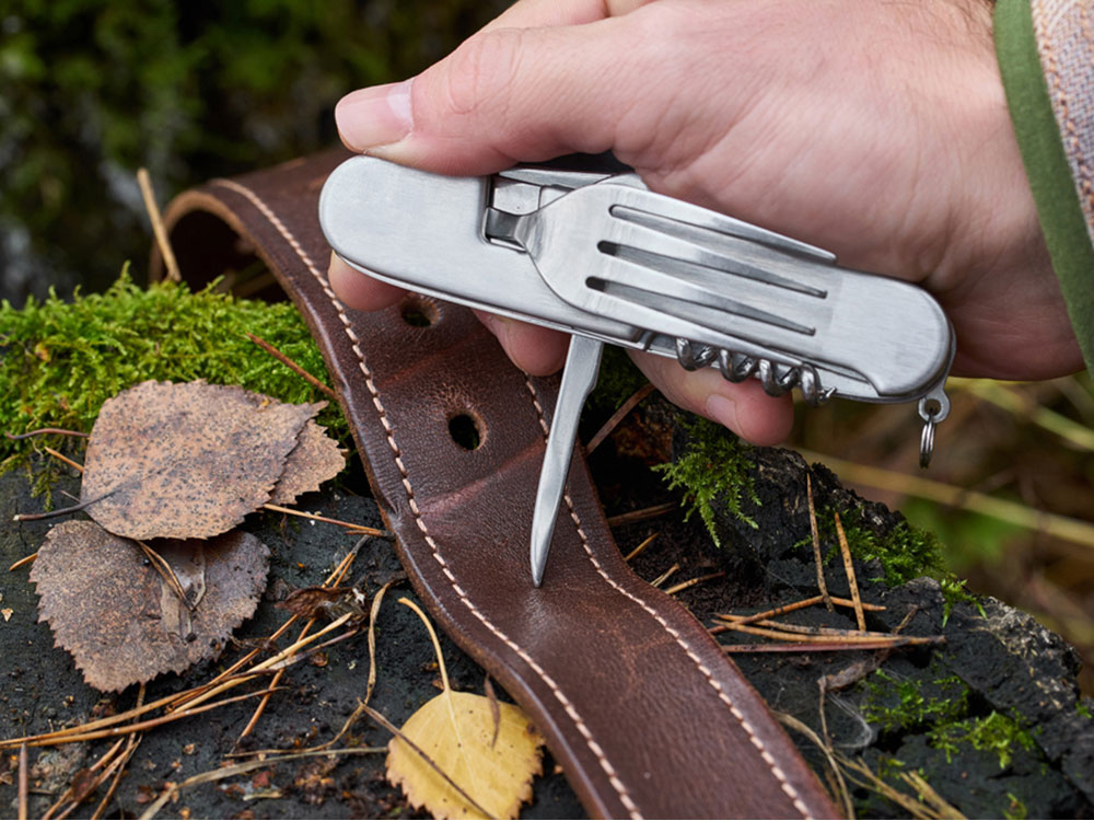 Нож перочинный Stinger, 109 мм, 8 функций, материал рукояти: нержавеющая сталь (серебристый)