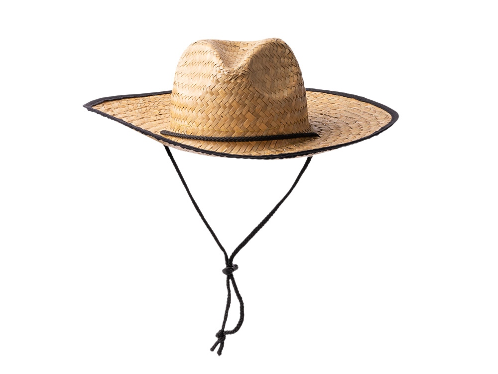 Шляпа из натуральной соломы MUNDAK/СИЕСТА с регулируемой завязкой, бежевый/черный