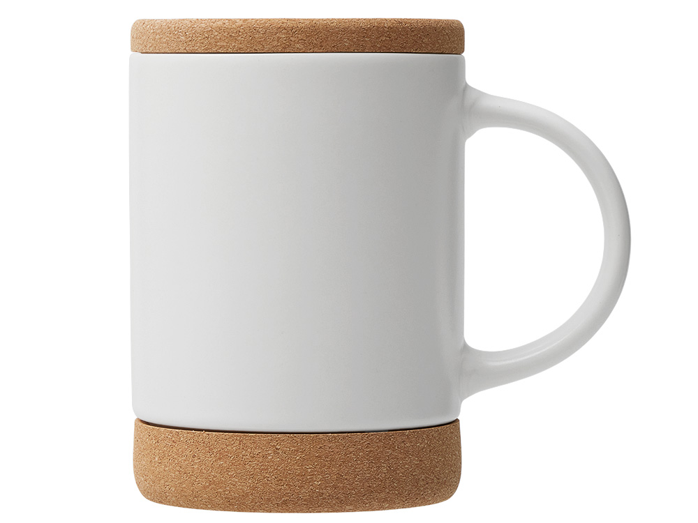 Кружка 450 мл с пробковым дном с крышкой Корк & Бон, белый Кружка 450 мл с пробковым дном с крышкой Корк & Бон, белый