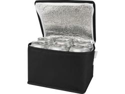 Spectrum нетканая сумка-холодильник, 4 л, на 6 банок, из переработанных материалов, сплошной черный