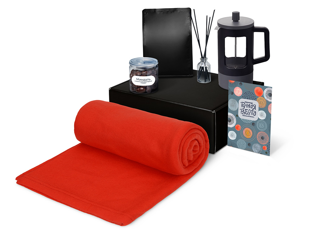 Подарочный набор Re:y. Vive с пледом, френч-прессом и кофе Подарочный набор Re:y. Vive с пледом, френч-прессом и кофе