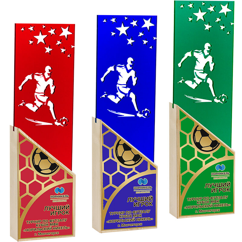 Акриловая награда с сублимационной печатью футбол