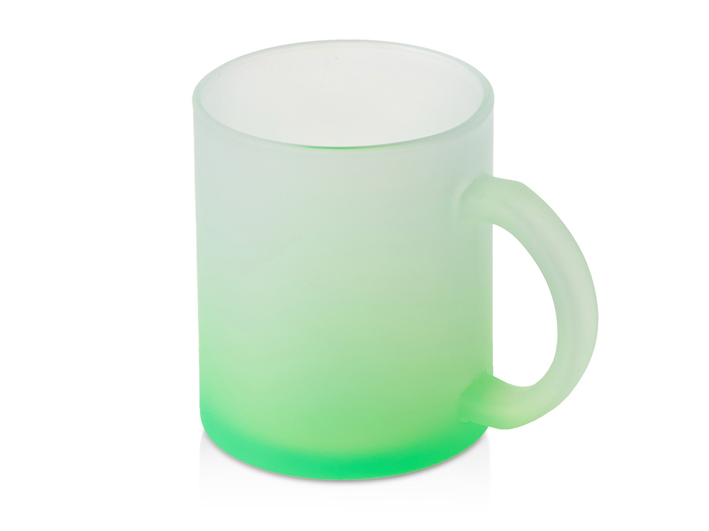 Стеклянная матовая кружка Омбре с градиентом для сублимации, зеленое яблоко