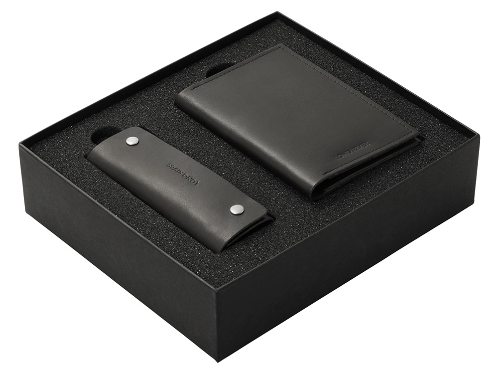 Подарочный набор Long River: обложка для паспорта, ключница, черная коробка