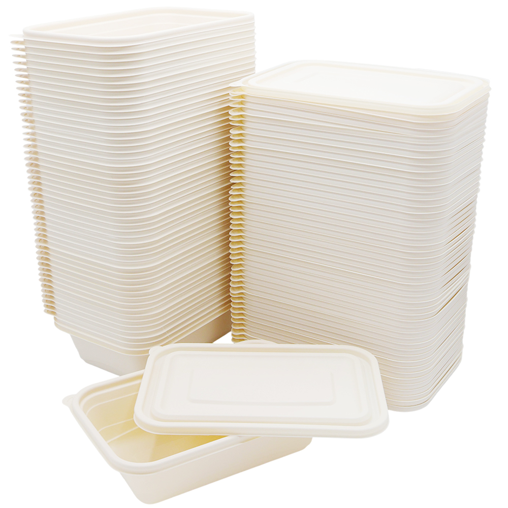 Набор контейнеров с крышкой из кукурузного крахмала, 1000 мл, 50 шт
