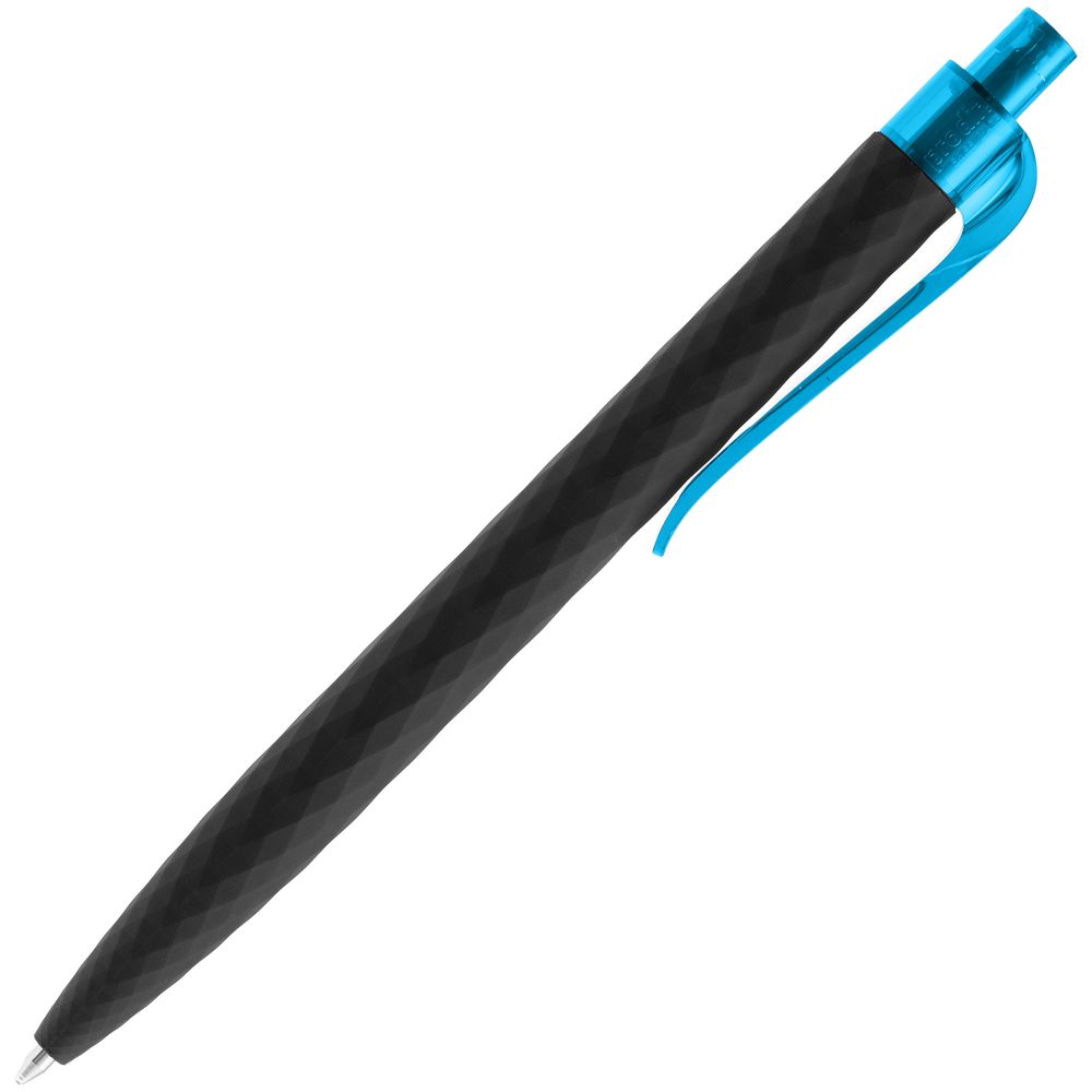 Ручка шариковая Prodir QS01 PRT-T Soft Touch, черная с голубым