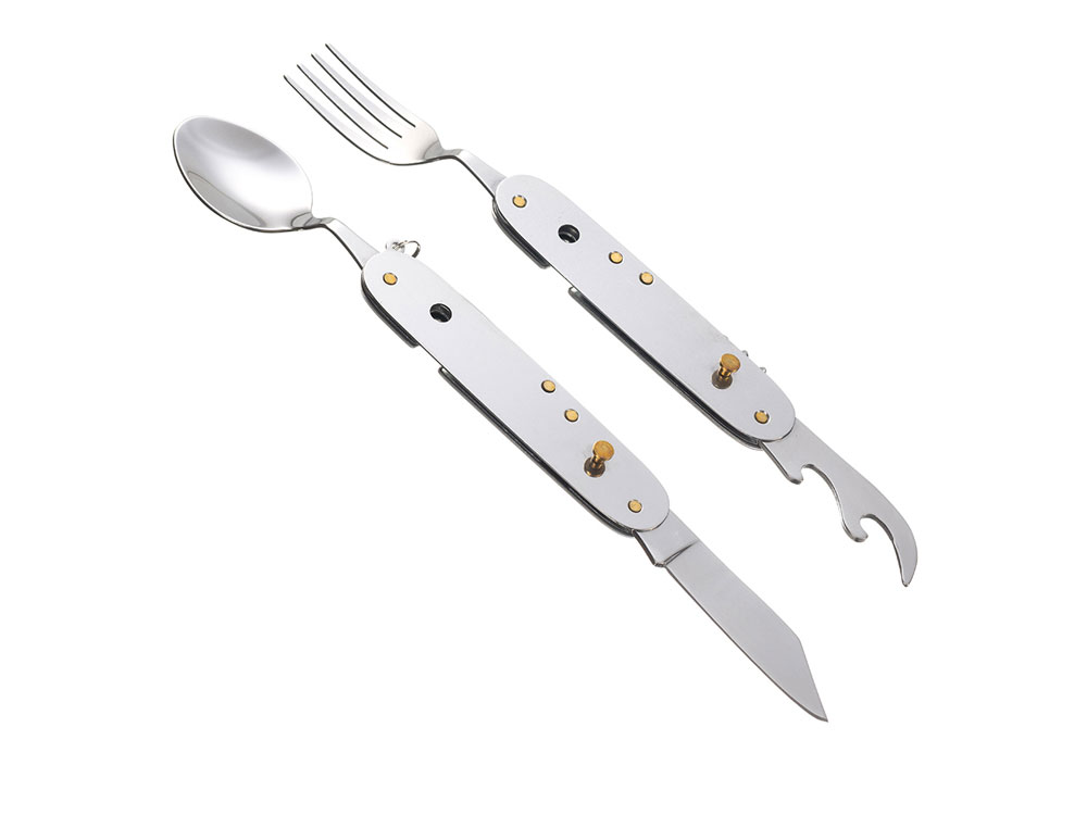 Нож перочинный Stinger, 109 мм, 8 функций, материал рукояти: нержавеющая сталь (серебристый)