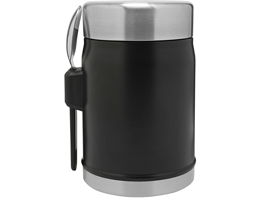 Банка для еды объемом 400 мл с ложкой-вилкой Stanley Legendary - черный матовый