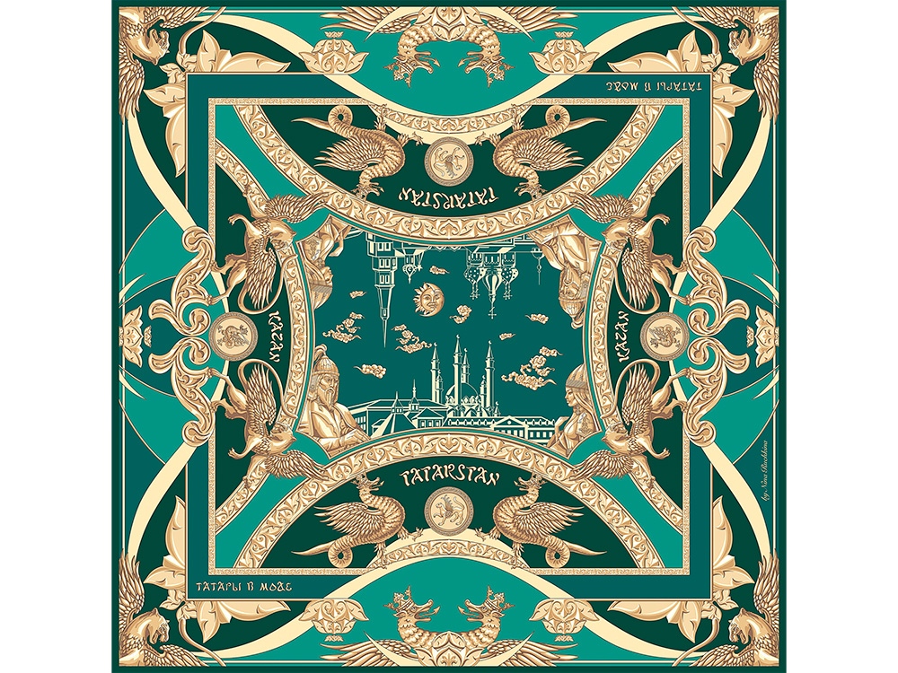 Платок Казань Драгоценная изумрудный Платок Казань Драгоценная изумрудный