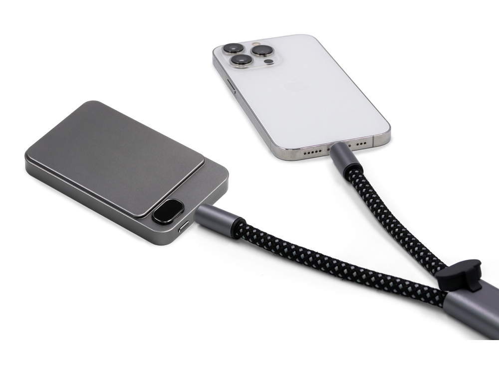 Ремешок-держатель для телефона с зарядным кабелем USB-C - USB-C Lany Wristband Charge Eco, серый