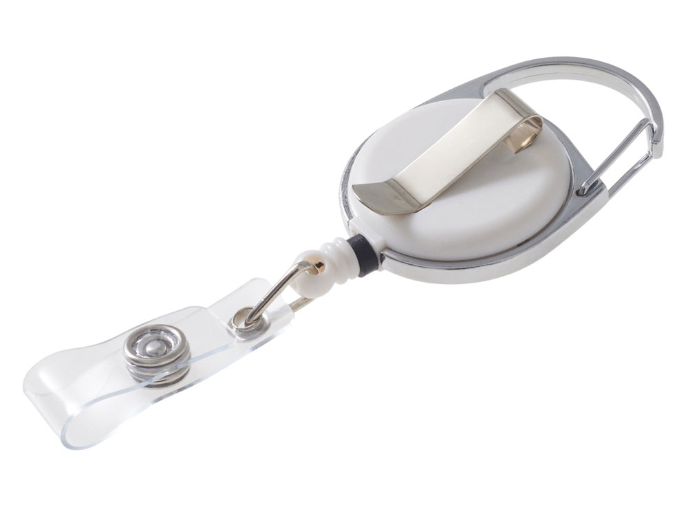 Бейдж с рулеткой-карабин Favor, белый