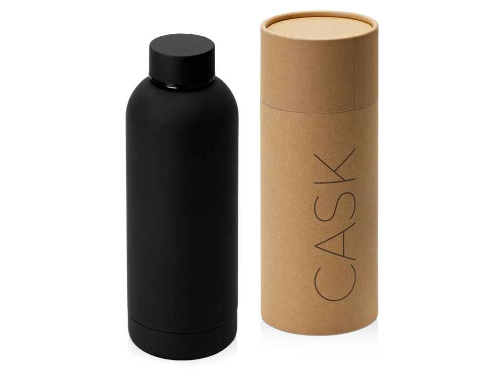 Вакуумная термобутылка Cask Waterline, soft touch, 500 мл, тубус, черный