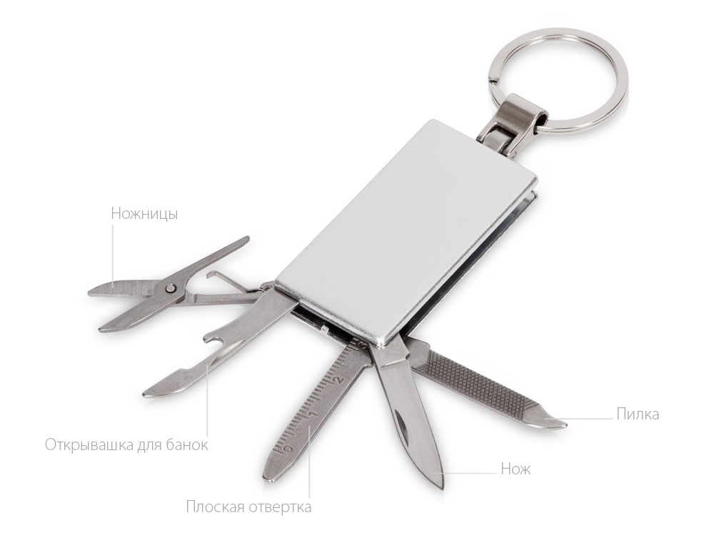 Квадратный мини-мультитул, серебристый