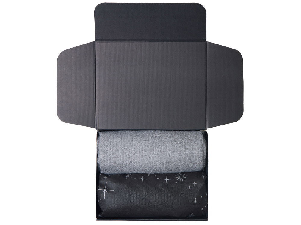 Подарочный набор с пледом, увлажнителем и попкорном, серый