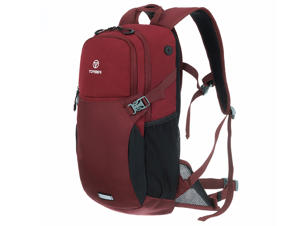 Туристический рюкзак TORBER КЕМПИНГ, бордовый, полиэстер, 26 х 48 х 12 см
