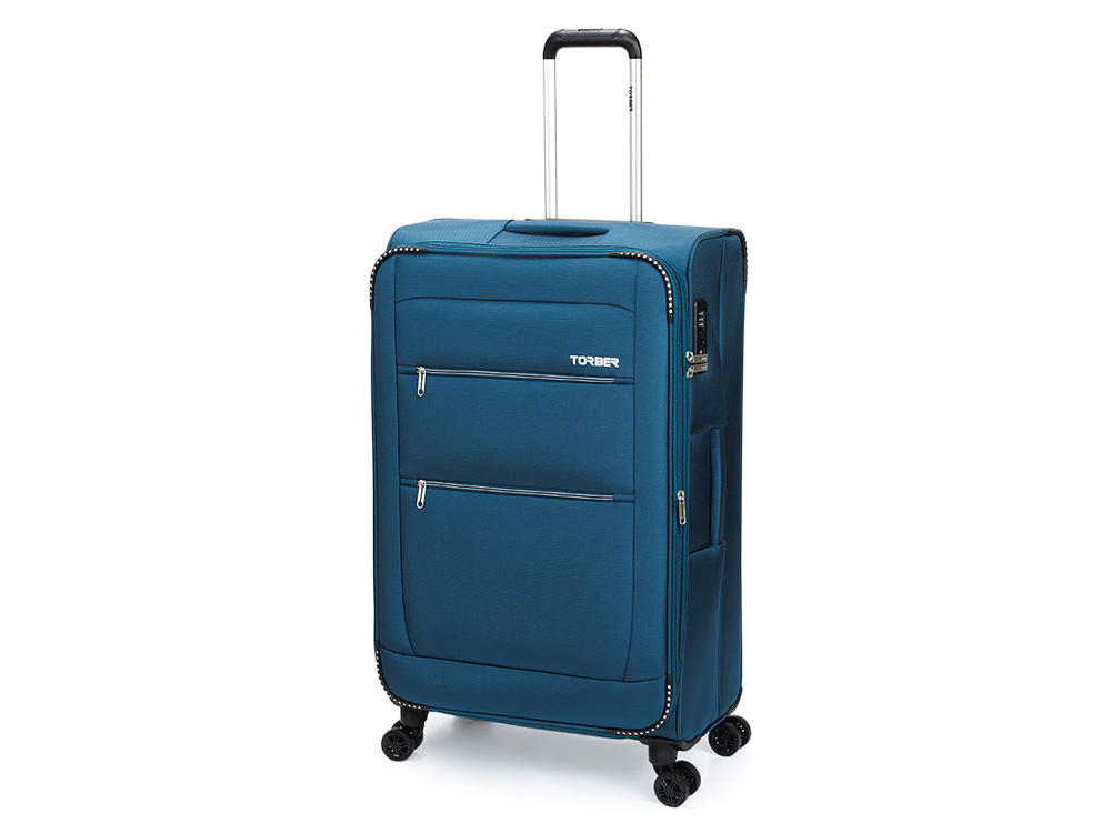 Чемодан TORBER ВИВИ, синий, полиэстер, 48 х 28 х 78 см, 89 л Чемодан TORBER ВИВИ, синий, полиэстер, 48 х 28 х 78 см, 89 л