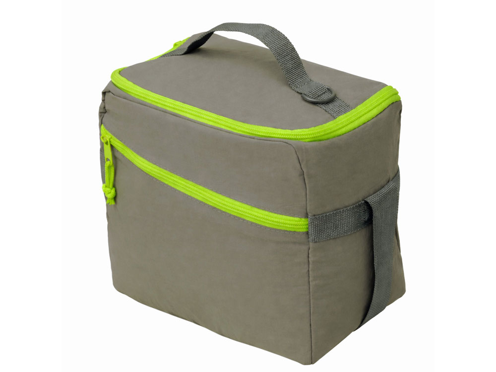 Изотермическая сумка-холодильник Neo Classic c контрастной молнией, серый/зеленое яблоко