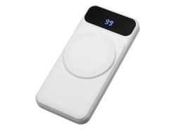 Магнитный беспроводной внешний аккумулятор со встроенными кабелями Мэни,быстаря зарядка, 10000 мАч, белый
