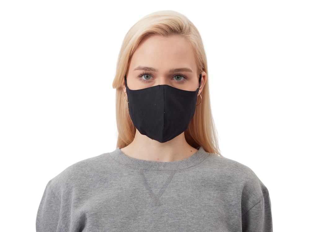 Маска для лица многоразовая из хлопка, анатомической формы, черный