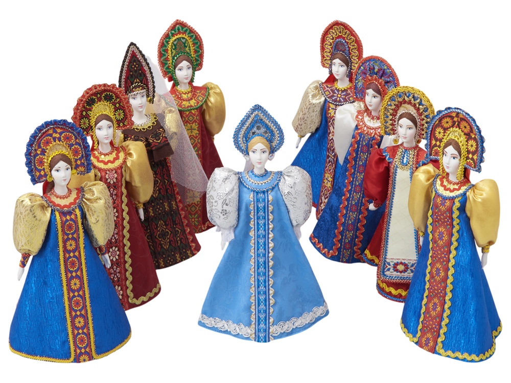 Подарочный набор: кукла фарфоровая, чай Малина с мятой, синий