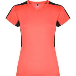 Спортивная футболка SUZUKA женская, КОРАЛЛОВЫЙ ФЛУОРЕСЦЕНТНЫЙ/ЧЕРНЫЙ S