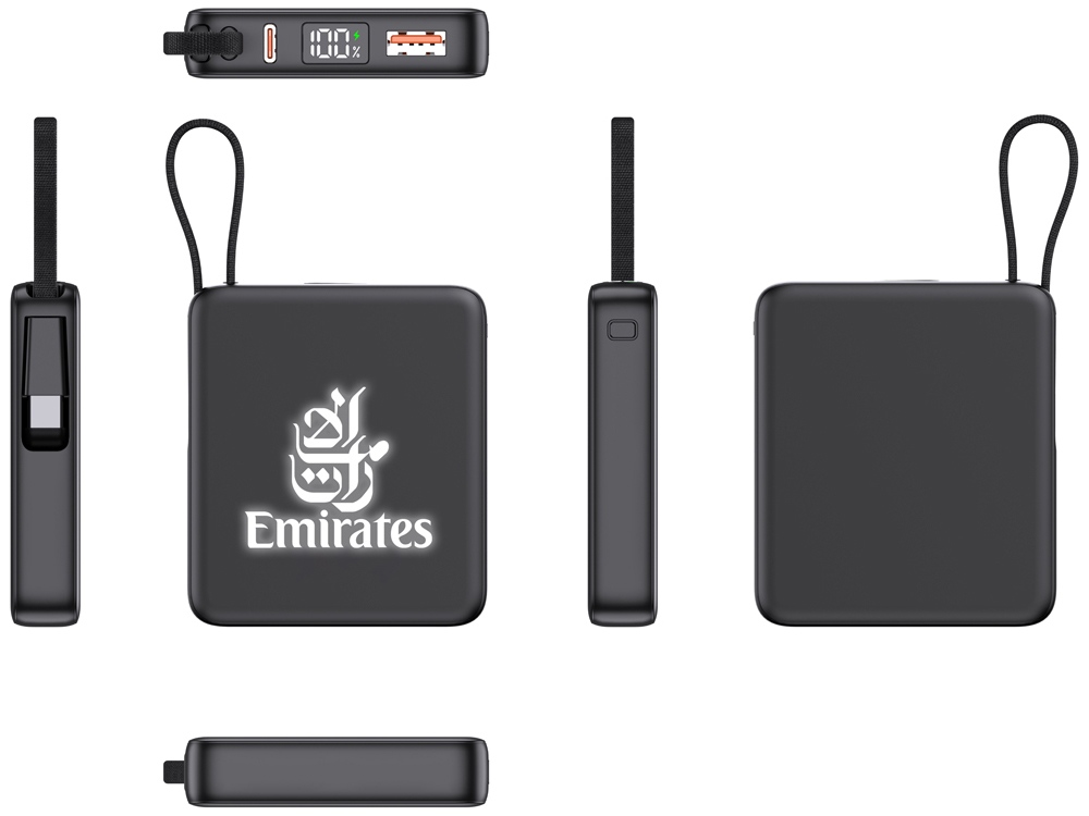 Внешний аккумулятор с подсветкой лого Nex, 5000 мАч, черный