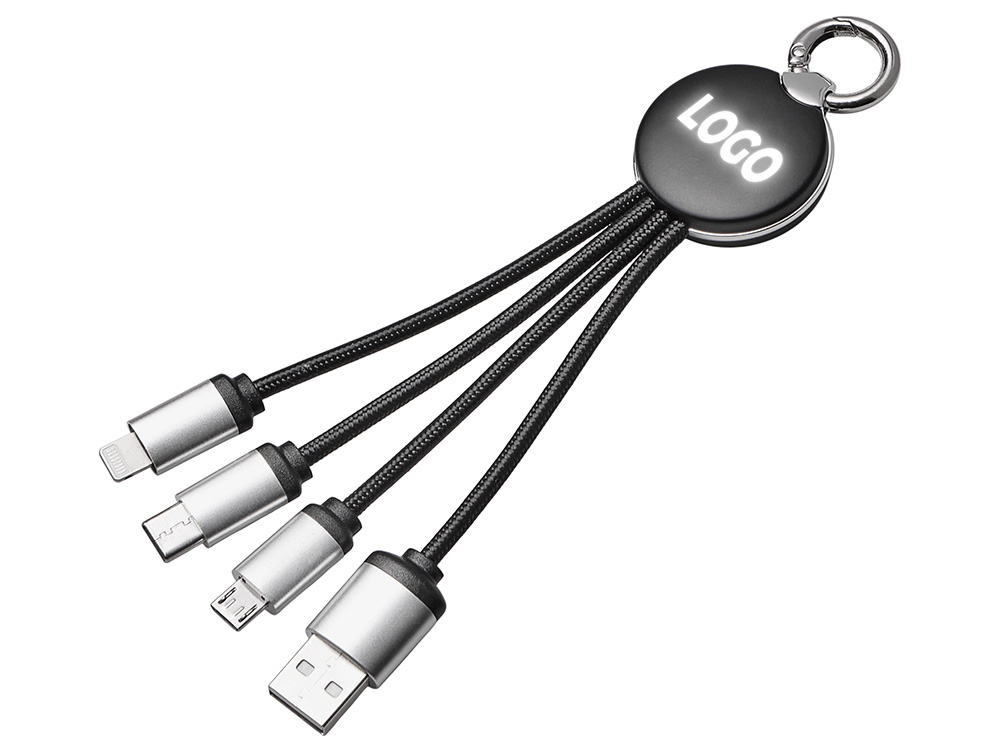 Кабель 3-в-1 с подсветкой лого Ion mini Кабель 3-в-1 с подсветкой лого Ion mini