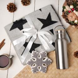 Подарочный набор STARNIGHT: шарф, бутылка для воды, украшение новогоднее